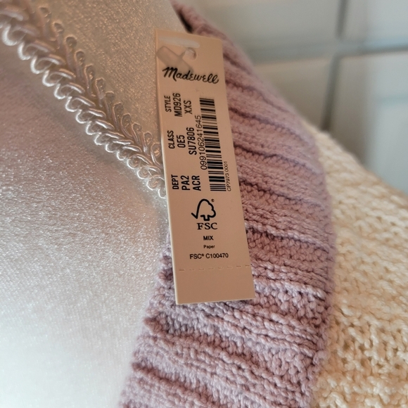 NWT Madewell Seabrook Cardigan Sweater Purple Off White Colorblock XXS oversized - Picture 4 of 16